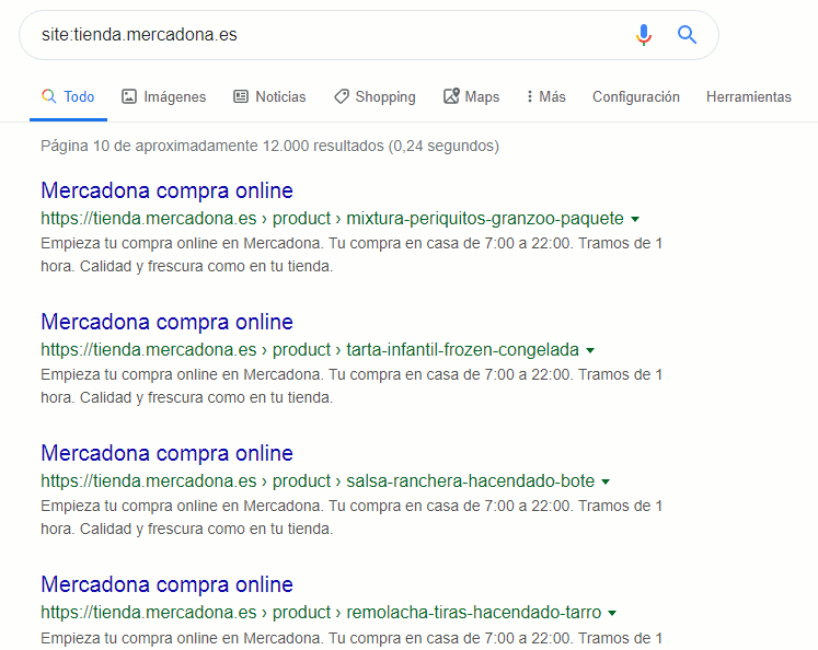 Mercadona mal SEO